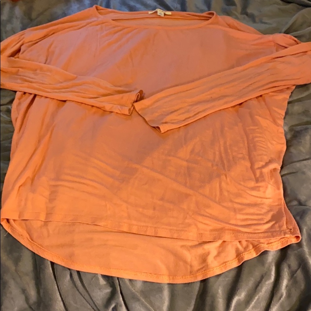 Peach colored long sleeve soft blouse
